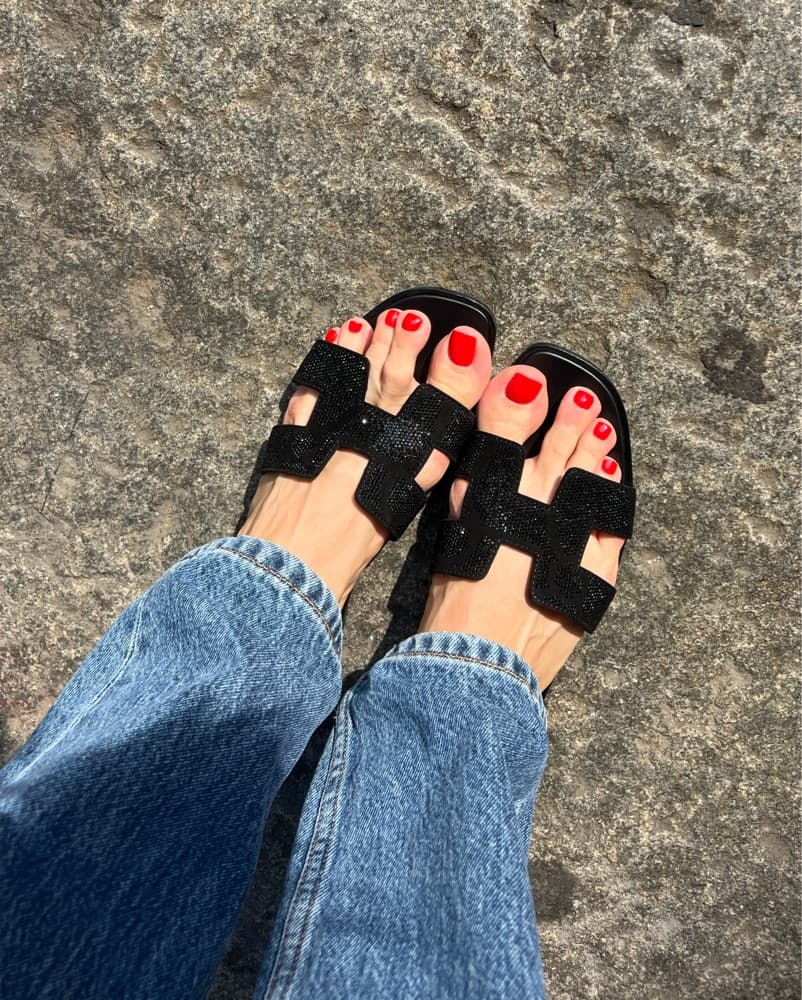 Sparkly Hermes Oran Sandals  - Image 1