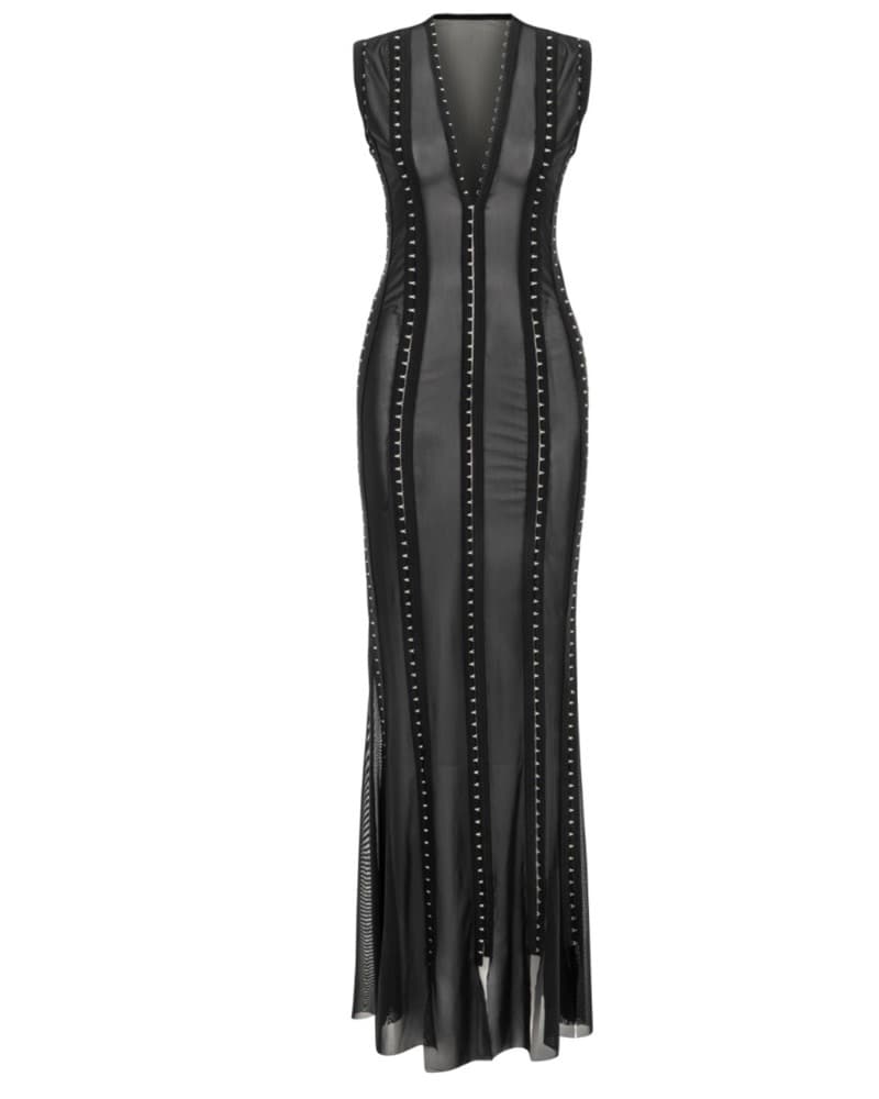 Sheer Dress With Hook And Eye Closure - Image 4