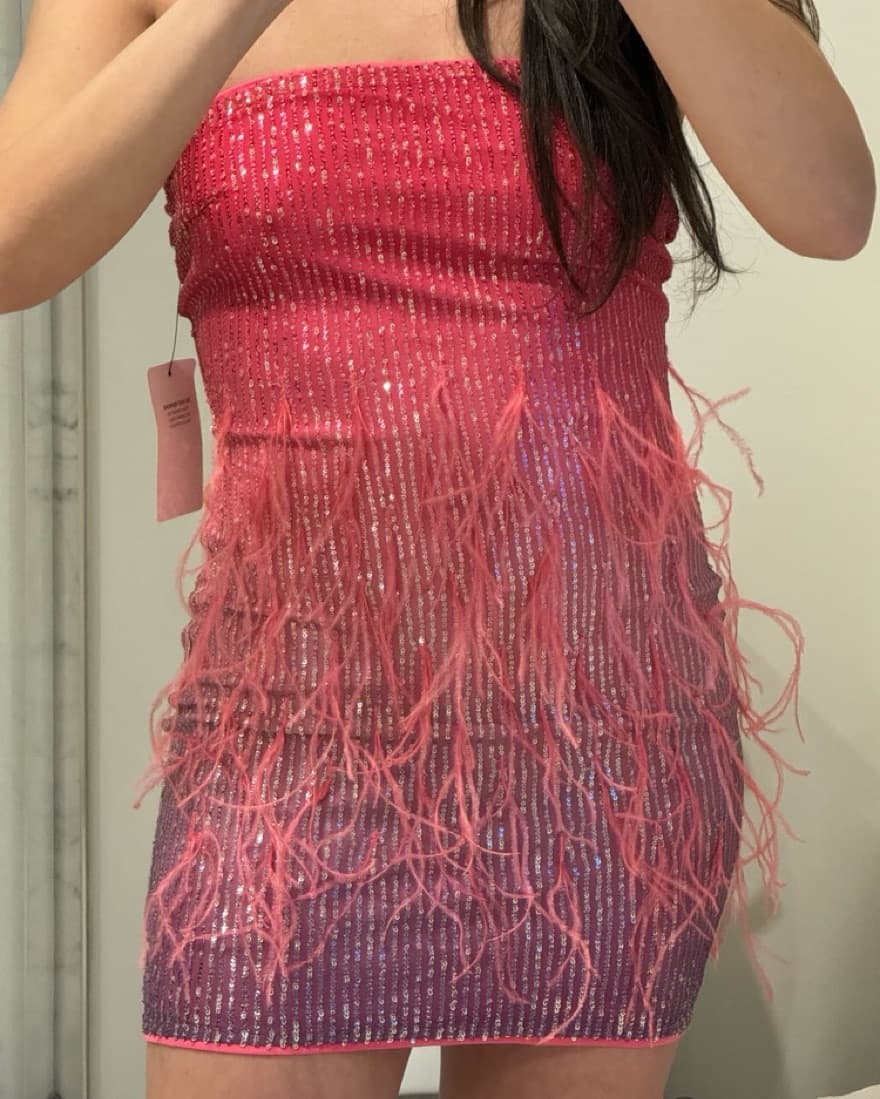 Sparkling Pink Feather  Dress - Image 2