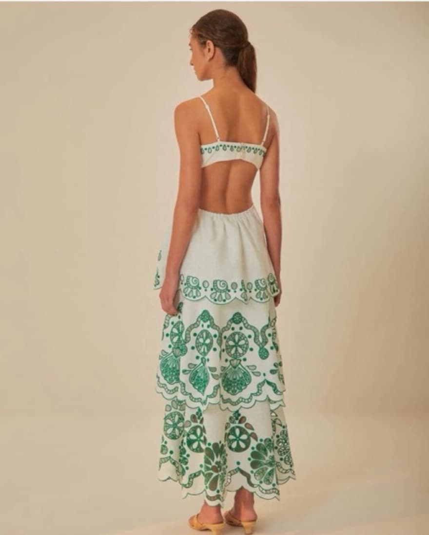 Farm Rio Off-White Richelieu Linen Midi  - Image 4