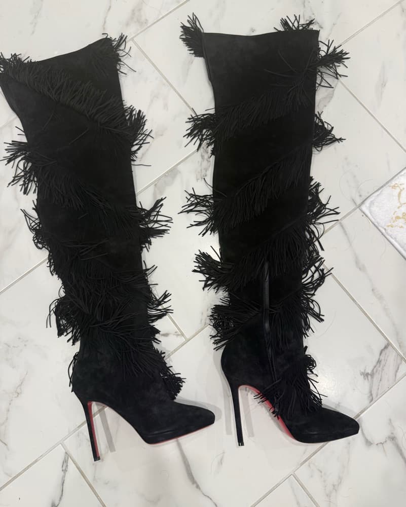 Louboutin Black Fringe Bolcheva Boots 9  - Image 4