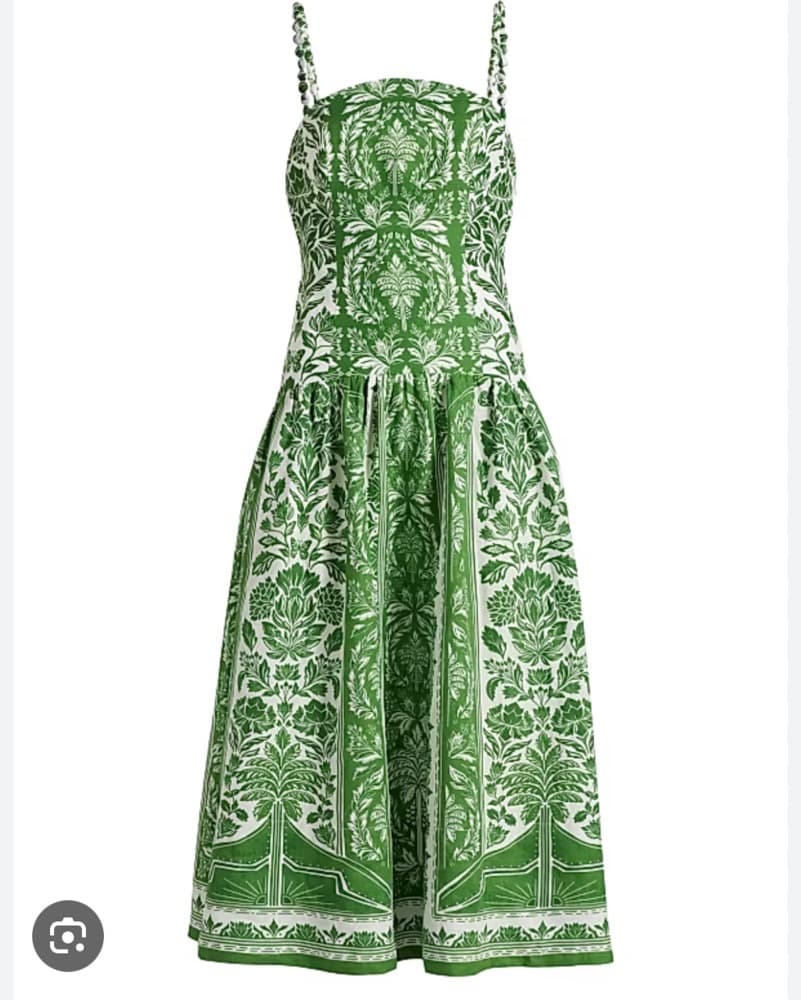 Farm Rio Green Delicate Tapestry Dress - Image 4