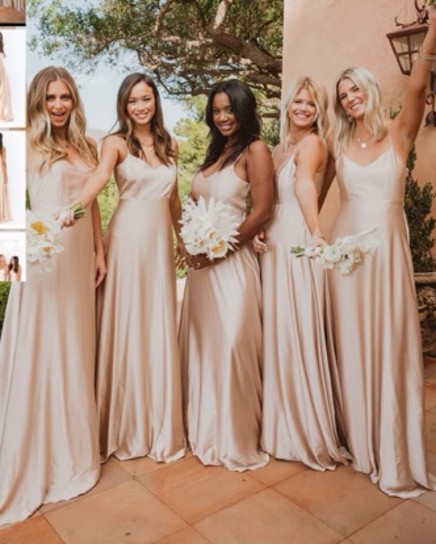 Faith Maxi Dress in Champagne Luxe Satin - Image 3