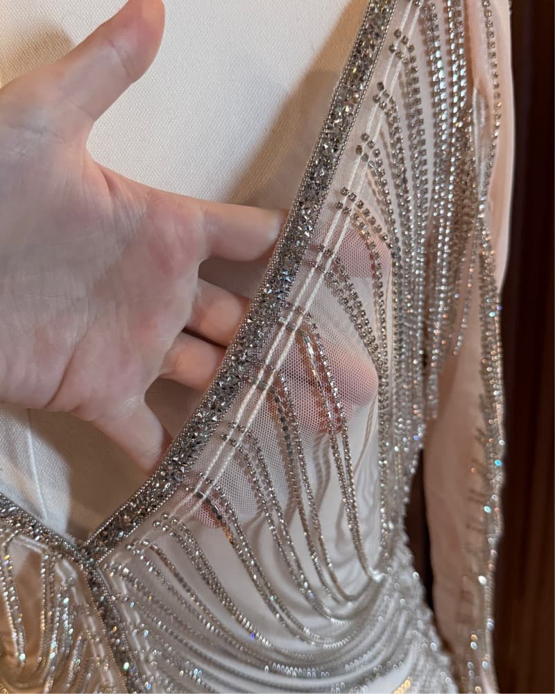 Nude Rhinstone Dress - Image 5