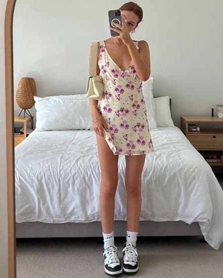 Yellow Floral Mini Dress - Image 1