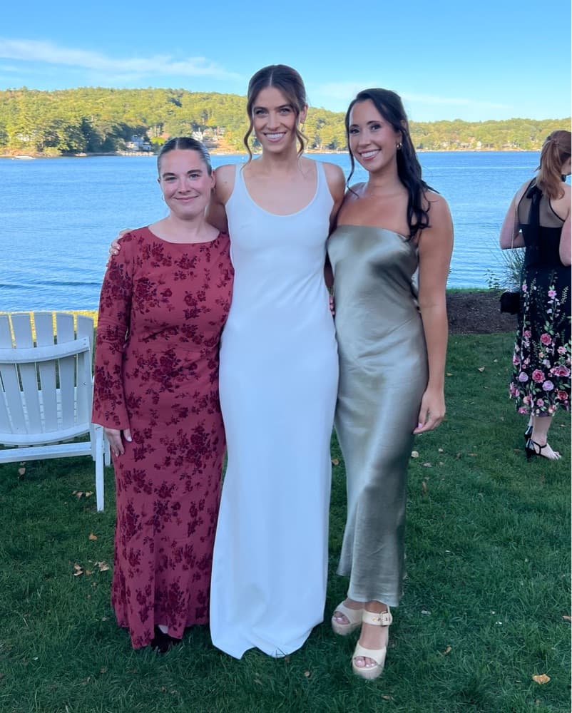 Elegant Satin Gown and Bridesmaids' Attire - Image 3
