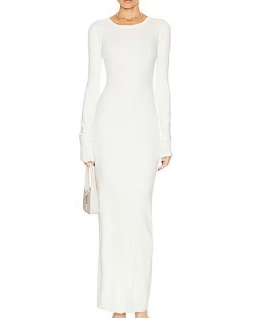 Eterne White Crewneck Maxi Dress - Image 1