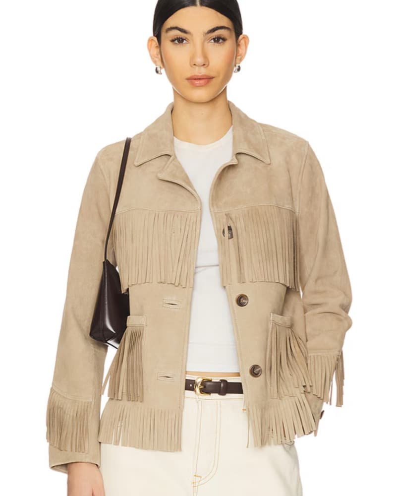 Joni Suede Fringe Jacket in Desert Sand  - Image 1