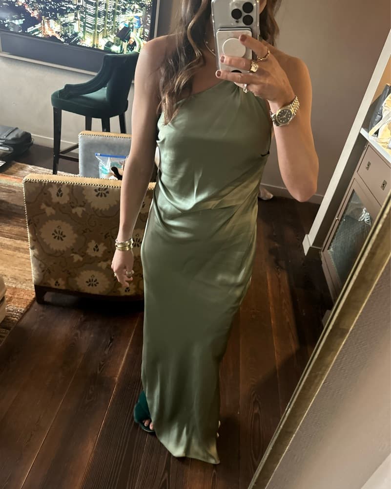 Custom Silk Green Dress  - Image 1