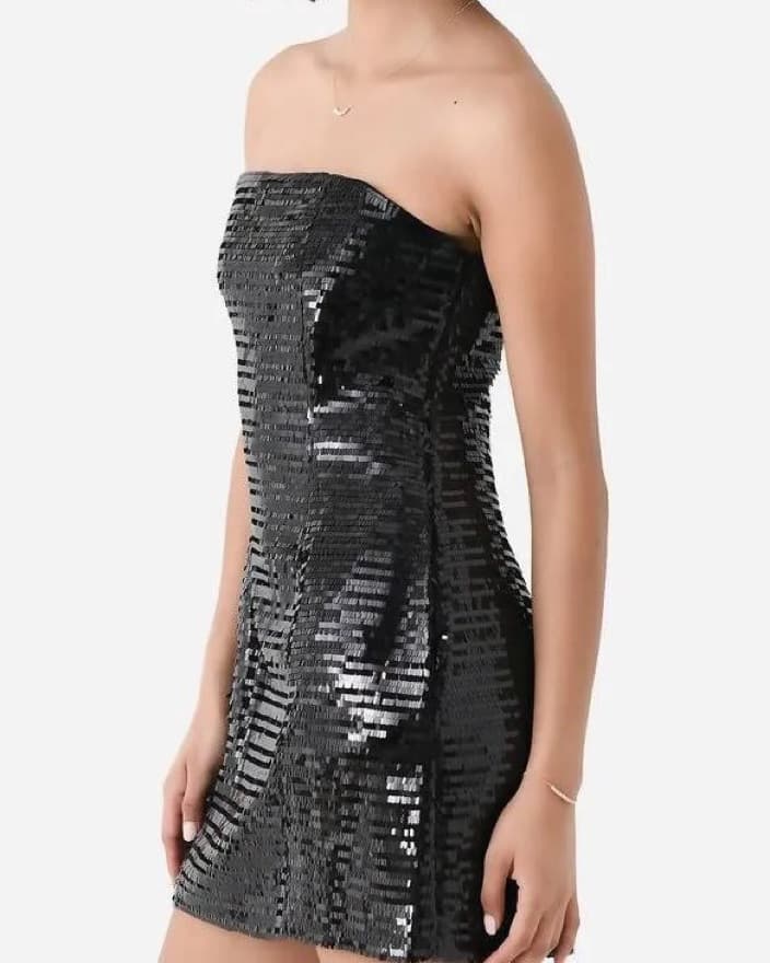 A.L.C. Black Sequin Mini Dressk - Image 4