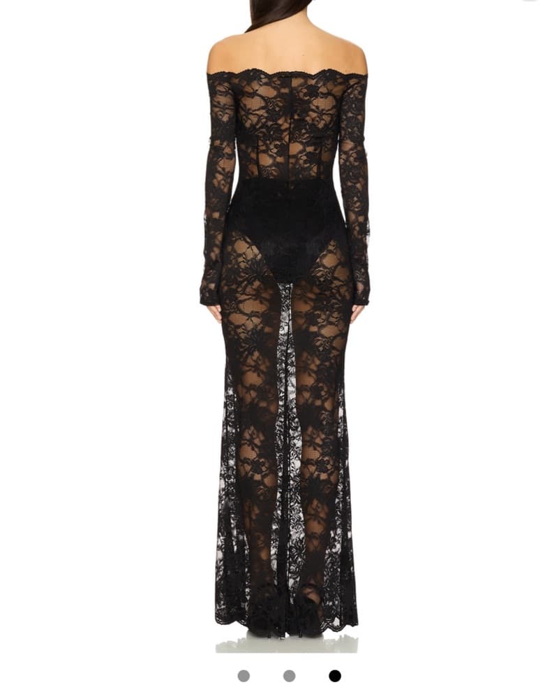 Black Sheer Lace Gown - Image 3