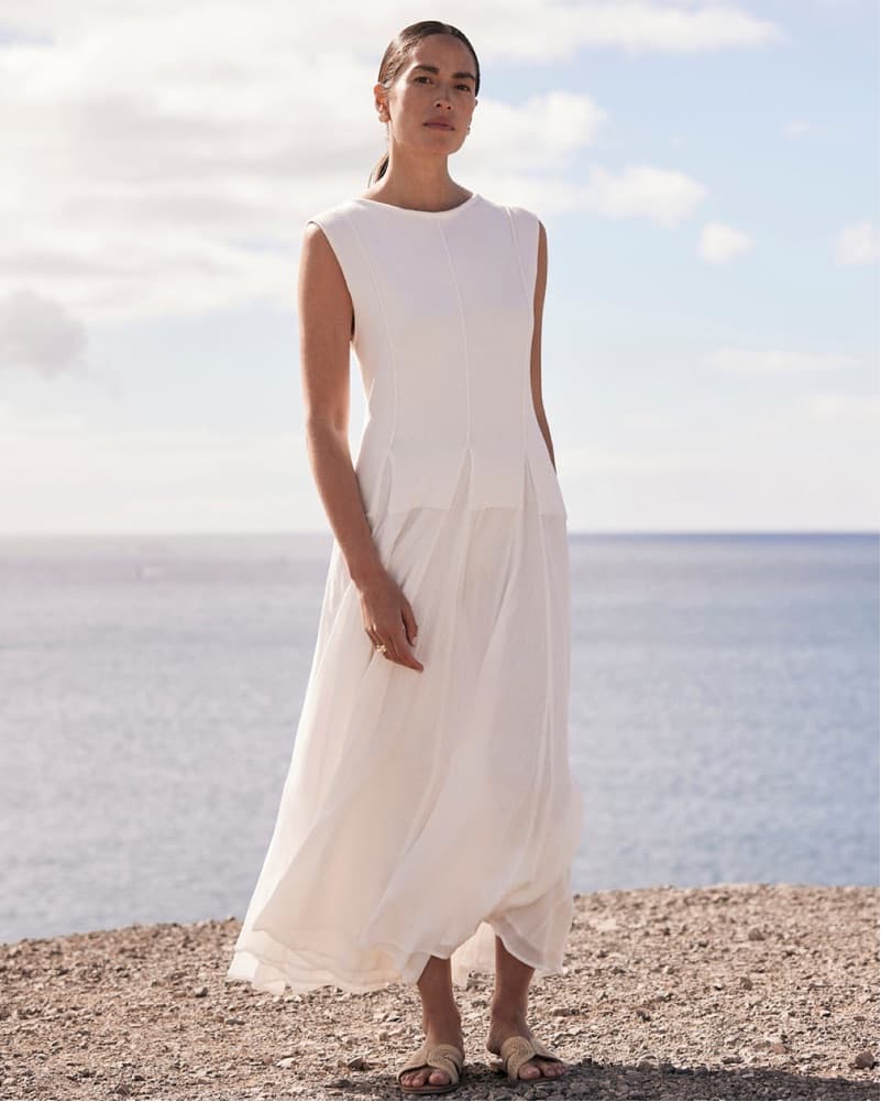 Mint Velvet Cotton Drop Waist Dress - Image 3