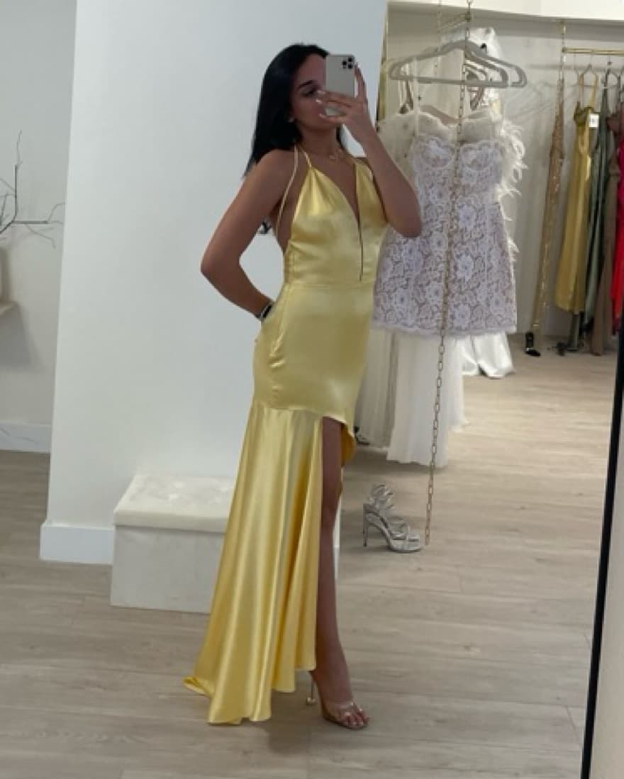 Yellow Flow Silk Gown - Image 2