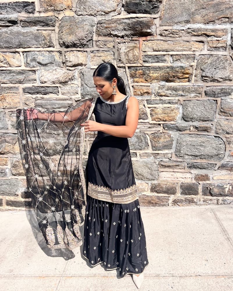 Black Gharara Salwar Kameez  - Image 1