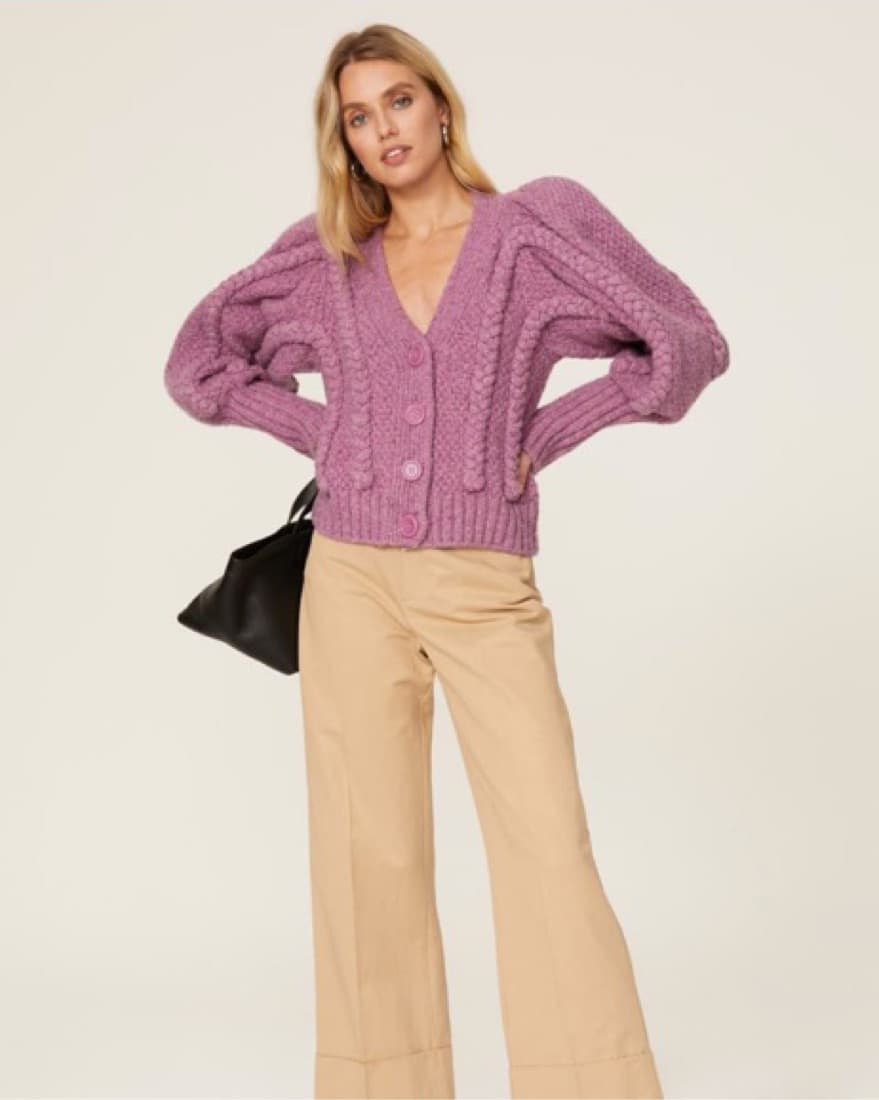 Sea Pink Braided Gaida Cardigan Sweater - Image 1