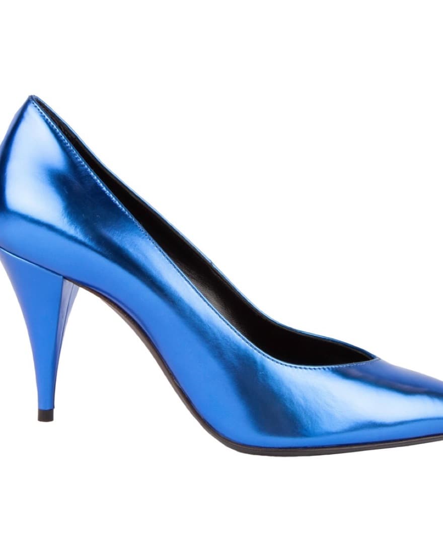 YSL Blue Metallic Calfskin Heels  - Image 3