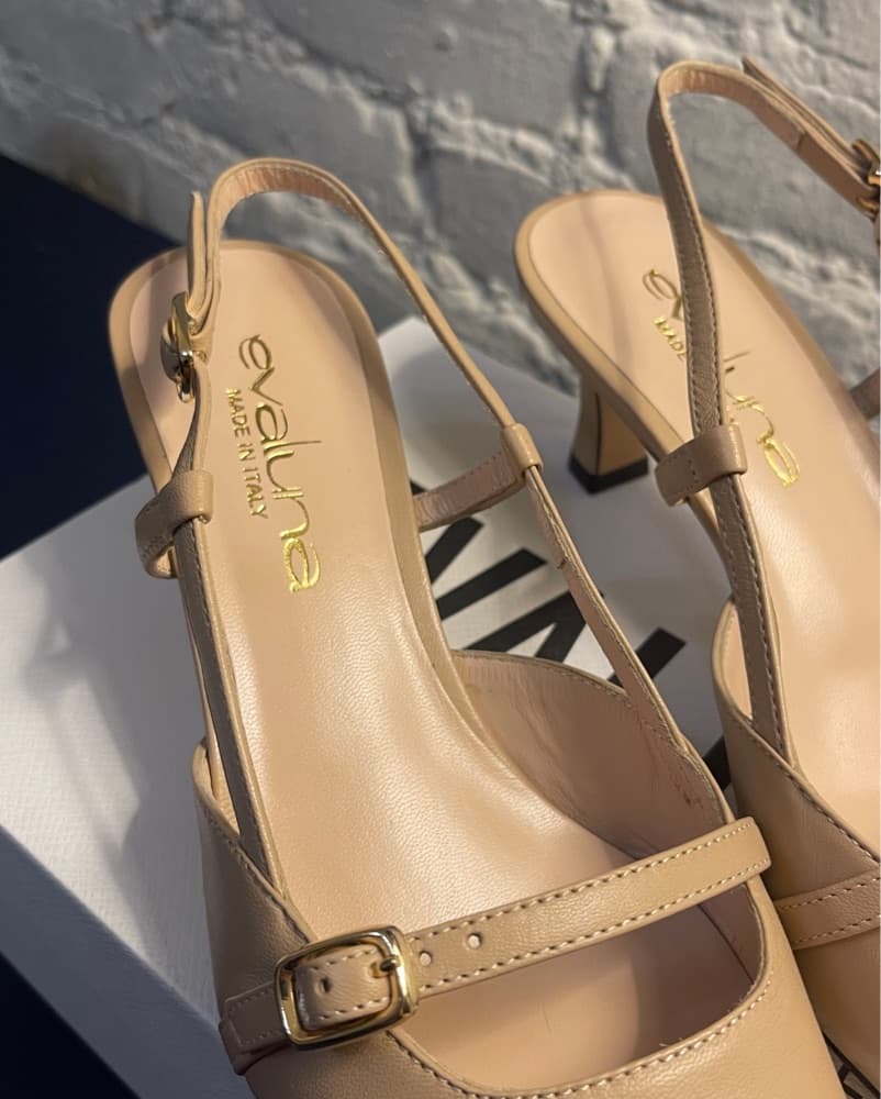 Never Worn Leather Slingback Heels - Image 2