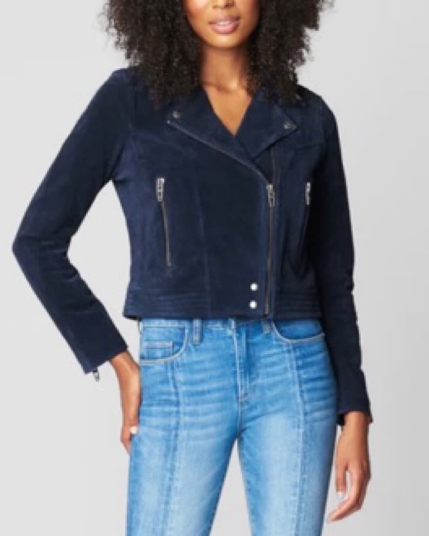 Blank NYC Navy Blue Suede Moto Jacket - Image 1