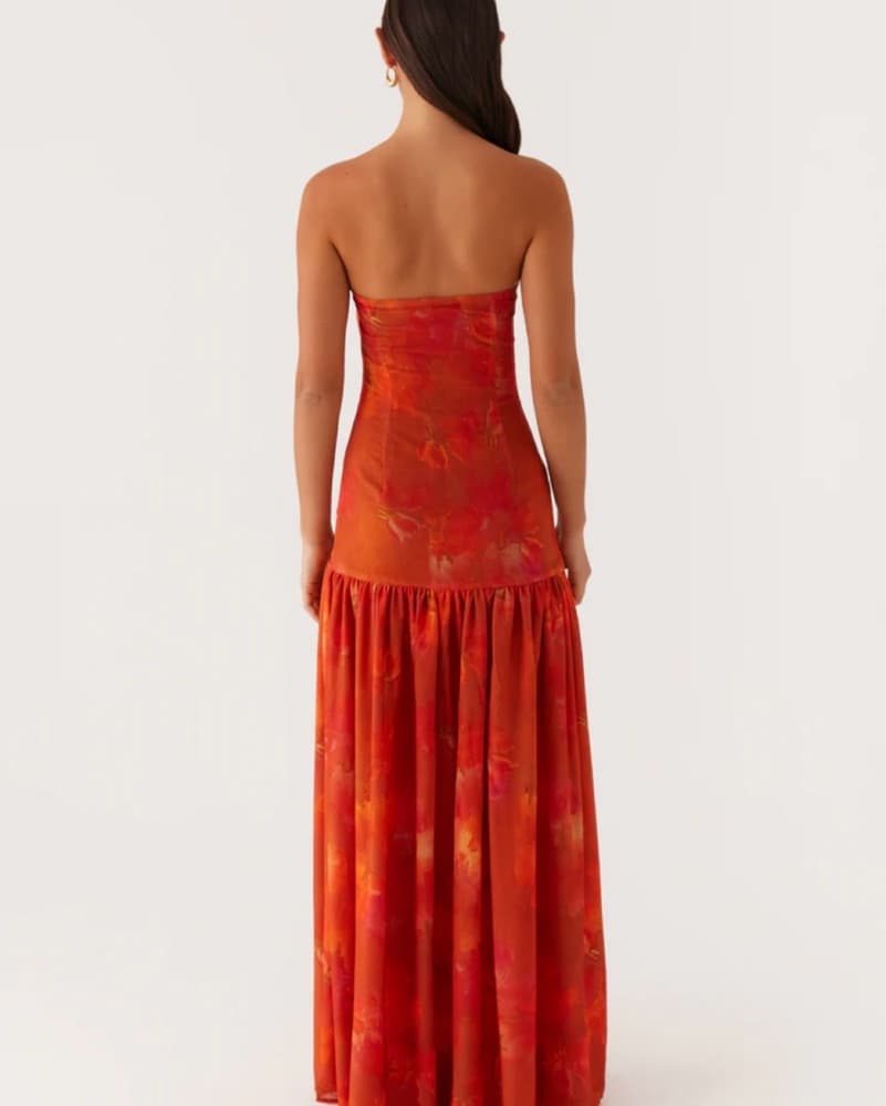 Orange Strapless Dress - Image 5