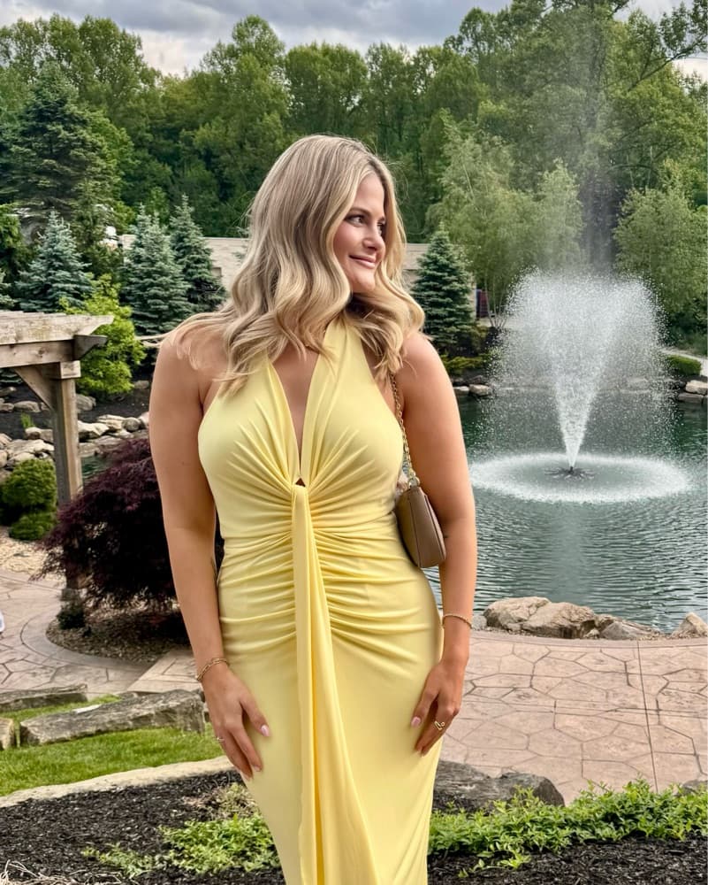 Vibrant Yellow Halter Maxi Dress - Image 2