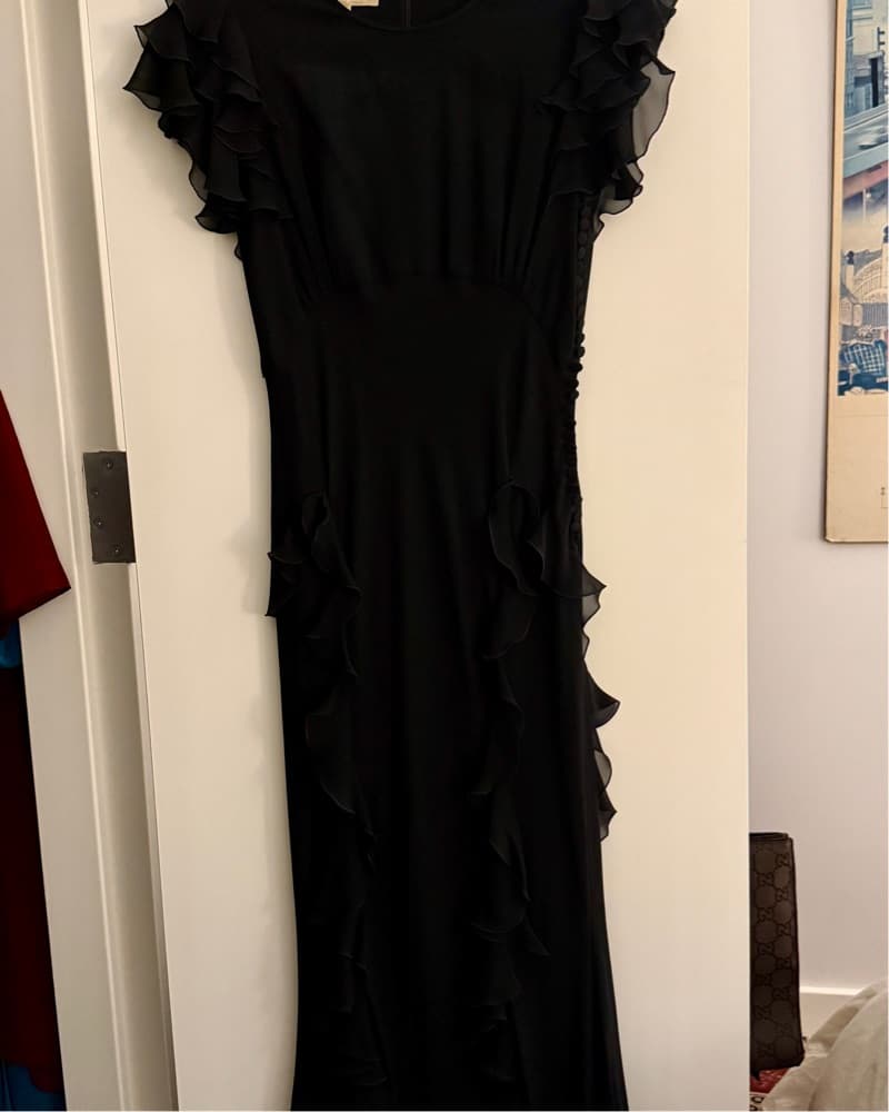 Silk Black Floor Length Dress - Image 2