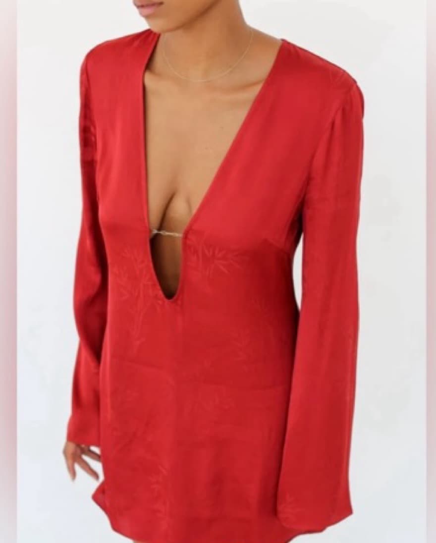 Rumored Red Long Sleeve Mini Dress - Image 4