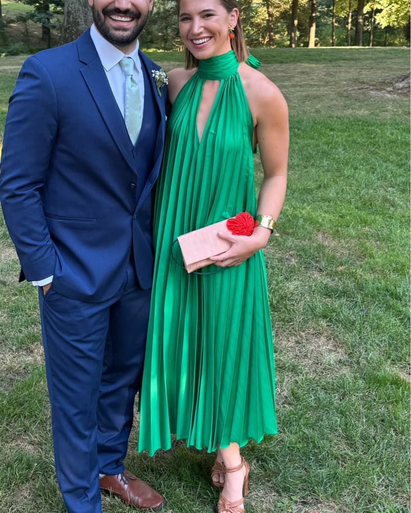 MANGO Green Pleated Tie Neck Halter Midi - Image 6