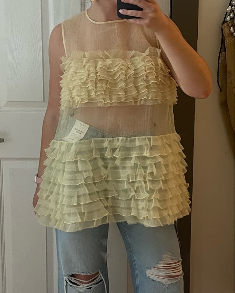 Staud Mesh Yellow Top - Image 1