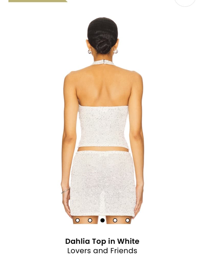 Sparkly White Halter Neck Mini Skirt Set - Image 3