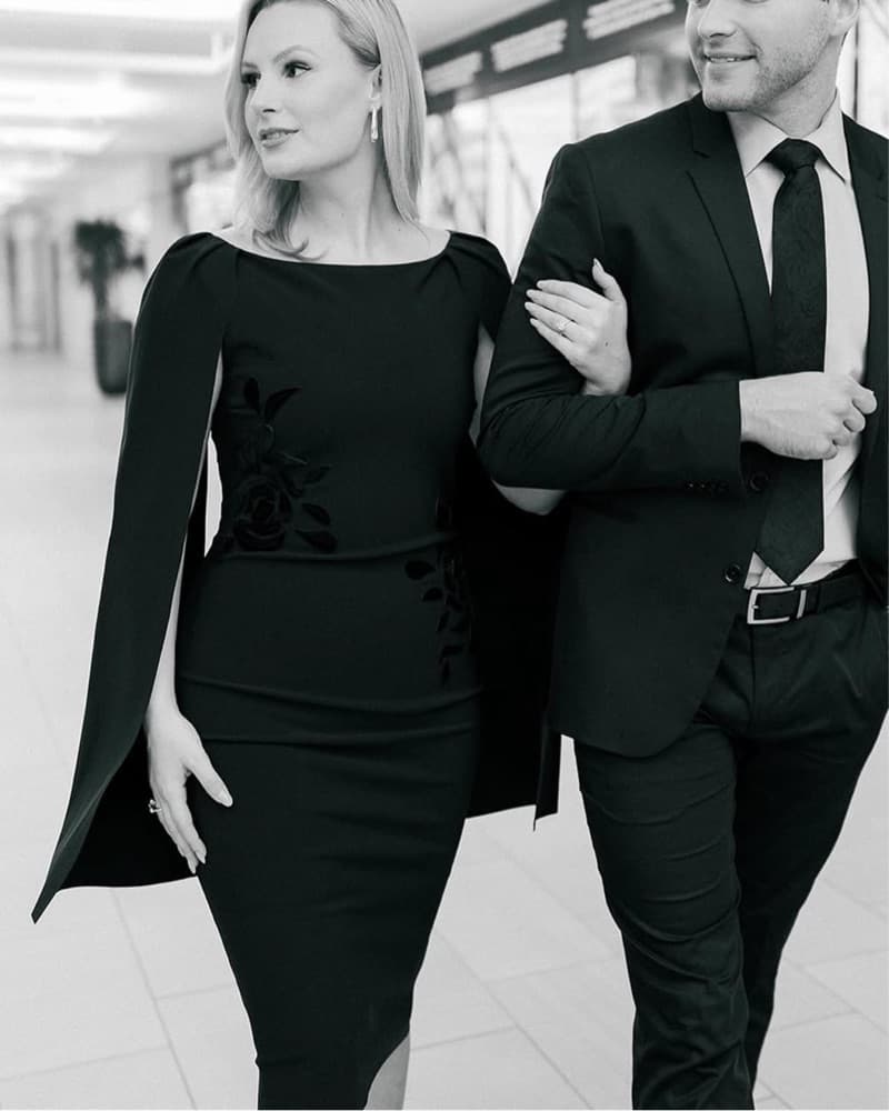 Black Chiara Boni Pencil Dress w/ Capes - Image 1