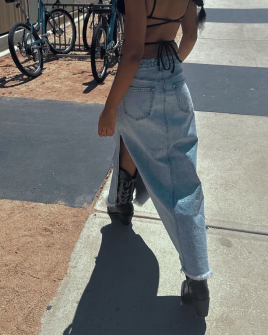 Long Midi Jean Skirt - Image 3