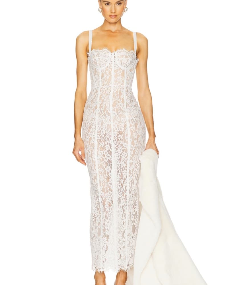 Helsa White Lace Column Maxi Dress XS  - Image 1
