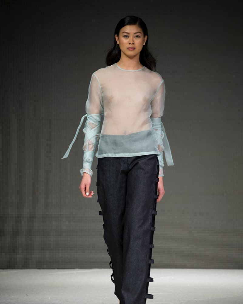 sage silk organza top - Image 2