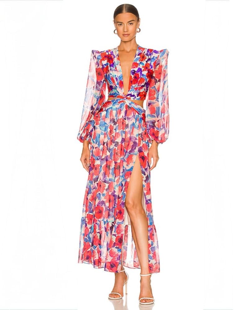 PatBo Violet Floral Cutout Maxi Dress - Image 1