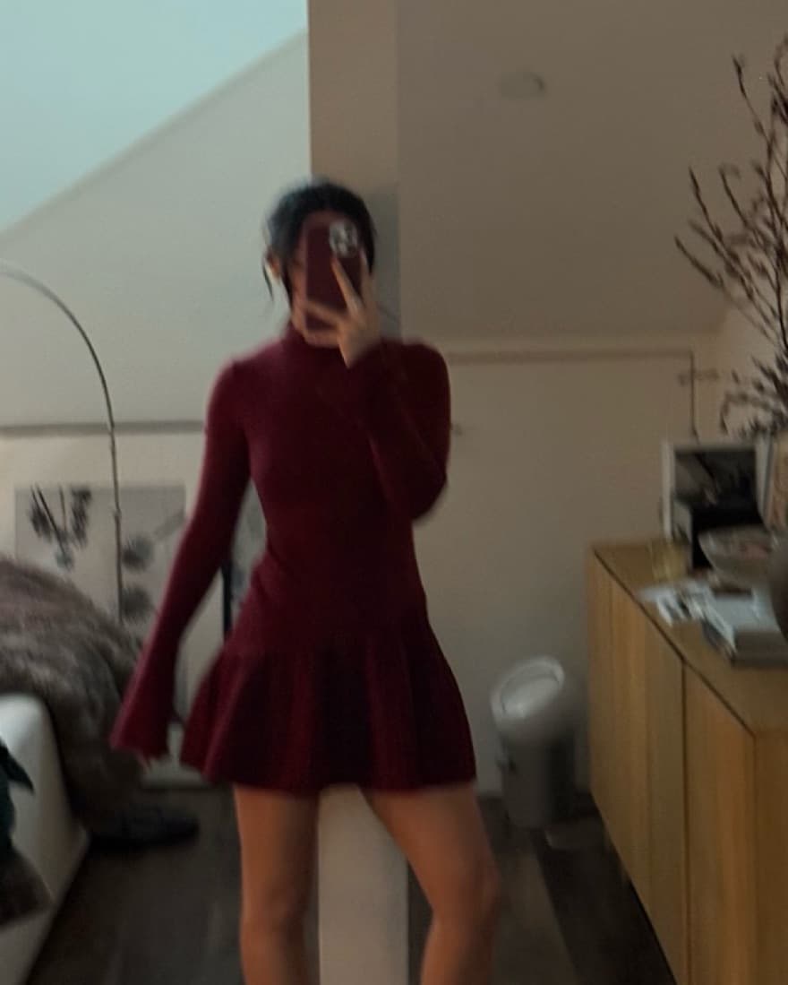 Blair Knit Mini Dress- Merlot - Image 5