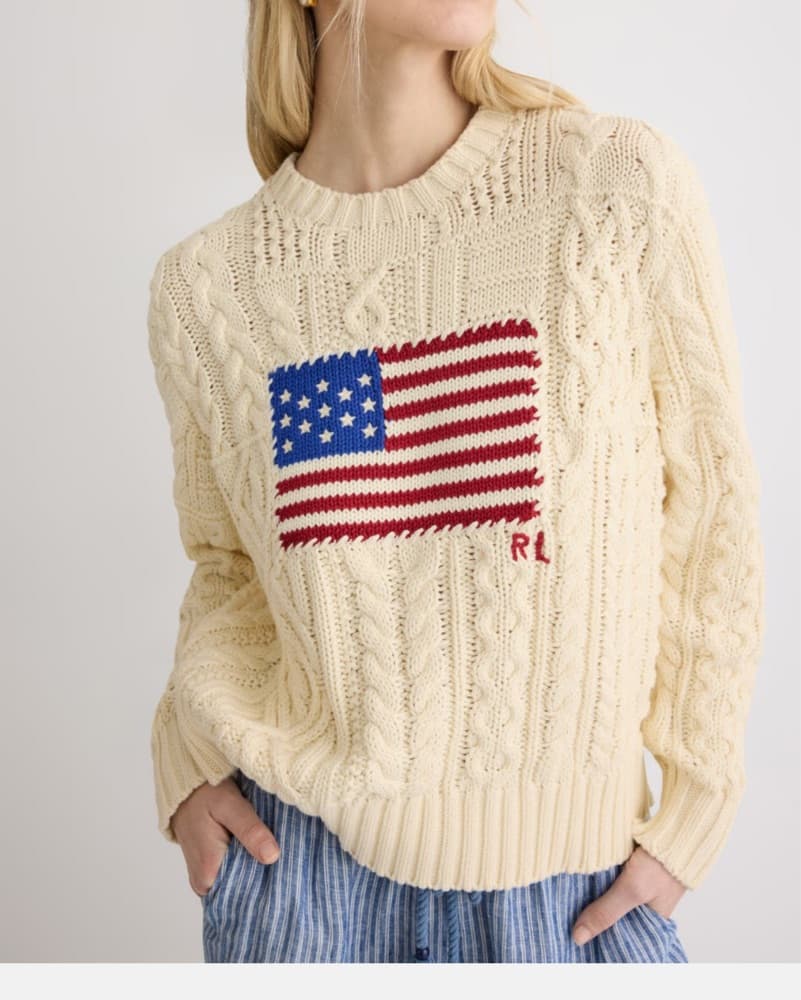 Patriotic Chic Cable Knit Sweater - Image 3