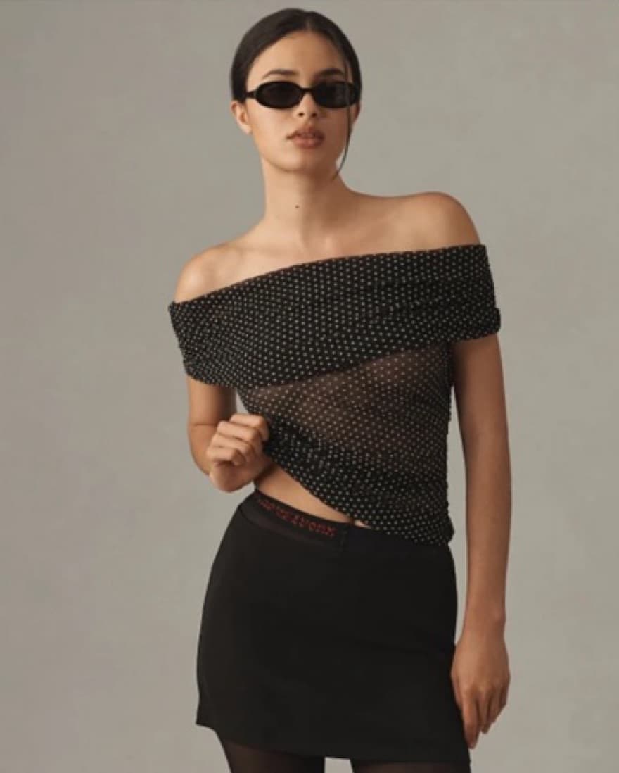 Maeve Off-The-Shoulder Mesh Top - Image 1