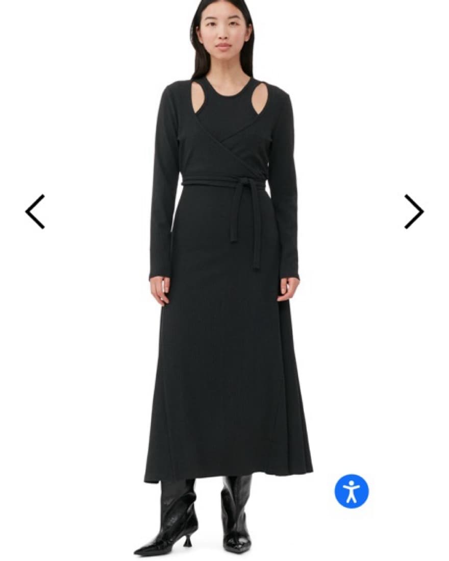 GANNI - Black Rib Jersey Wrap Maxi Dress - Image 1