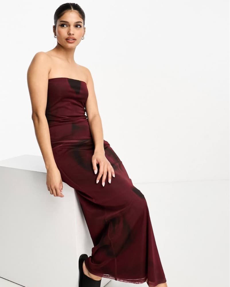 Red Mesh Maxi / Midi Dress - Image 3