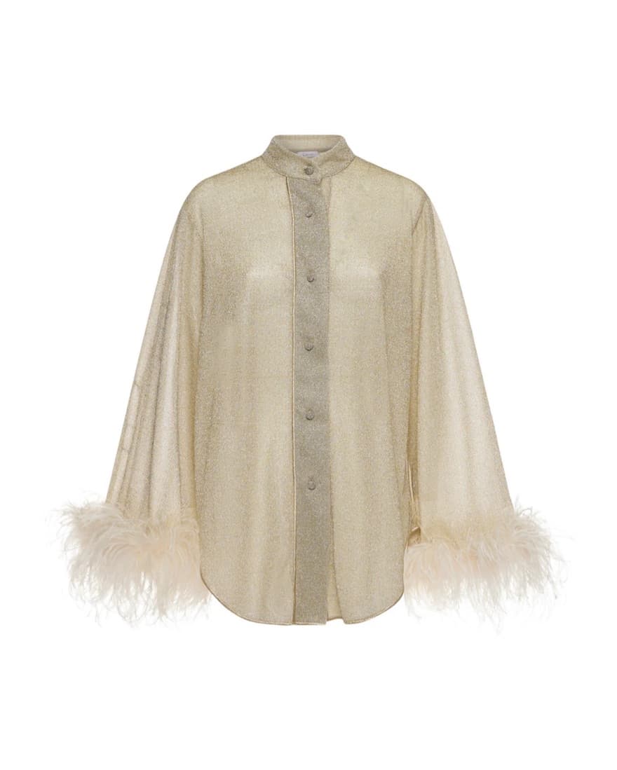 Gold Feather Long Shirt Dress - Image 1