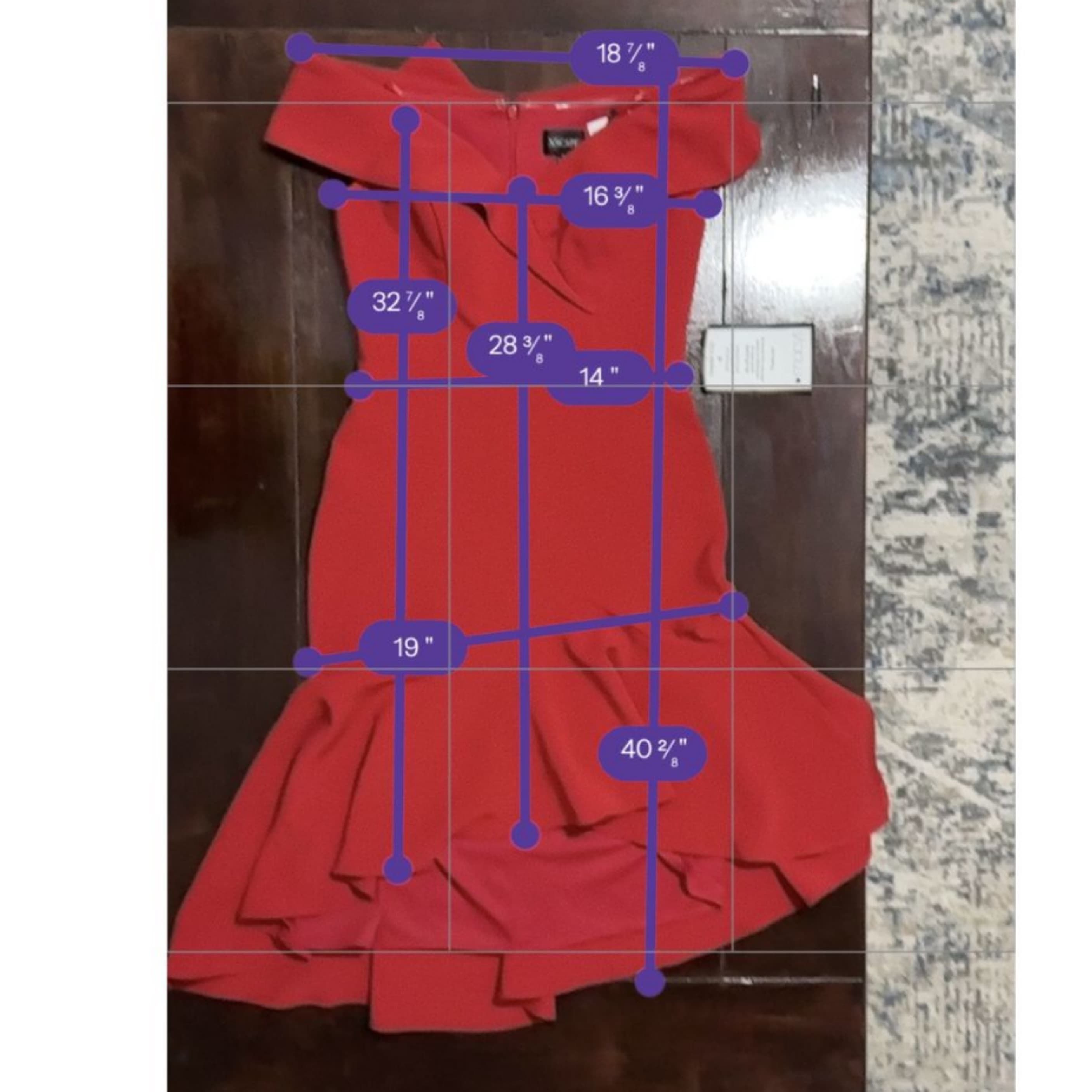 Xscape Red Off The Shoulder Dress - Image 3