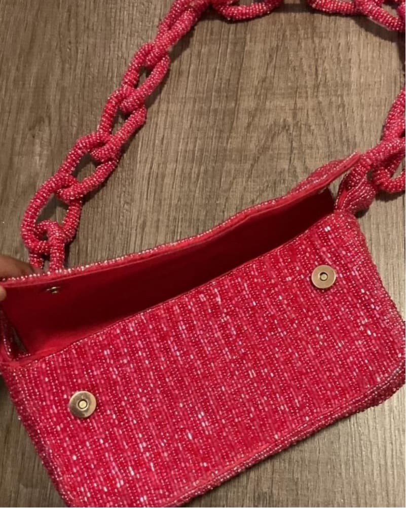Pink Anthro Beaded Crossbody Bag - Image 3