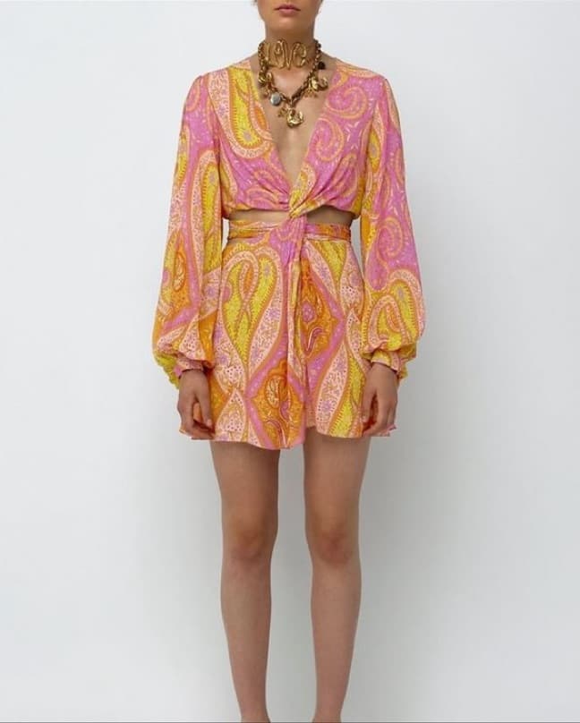 Zara Cutout Printed Multicolored Dress - Image 1