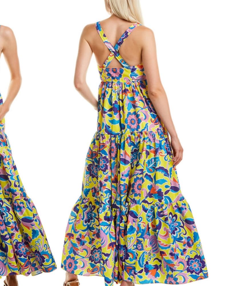 Tiered taffeta maxi in curly floral - Image 2