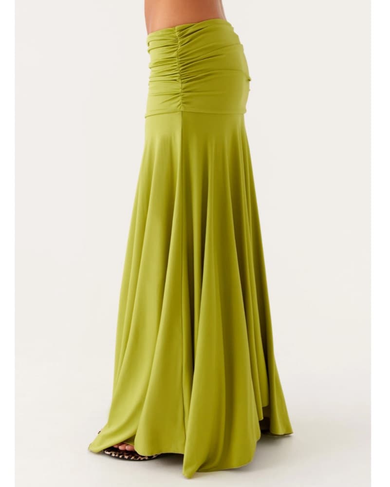 Green Ruched Maxi Skirt - Image 2