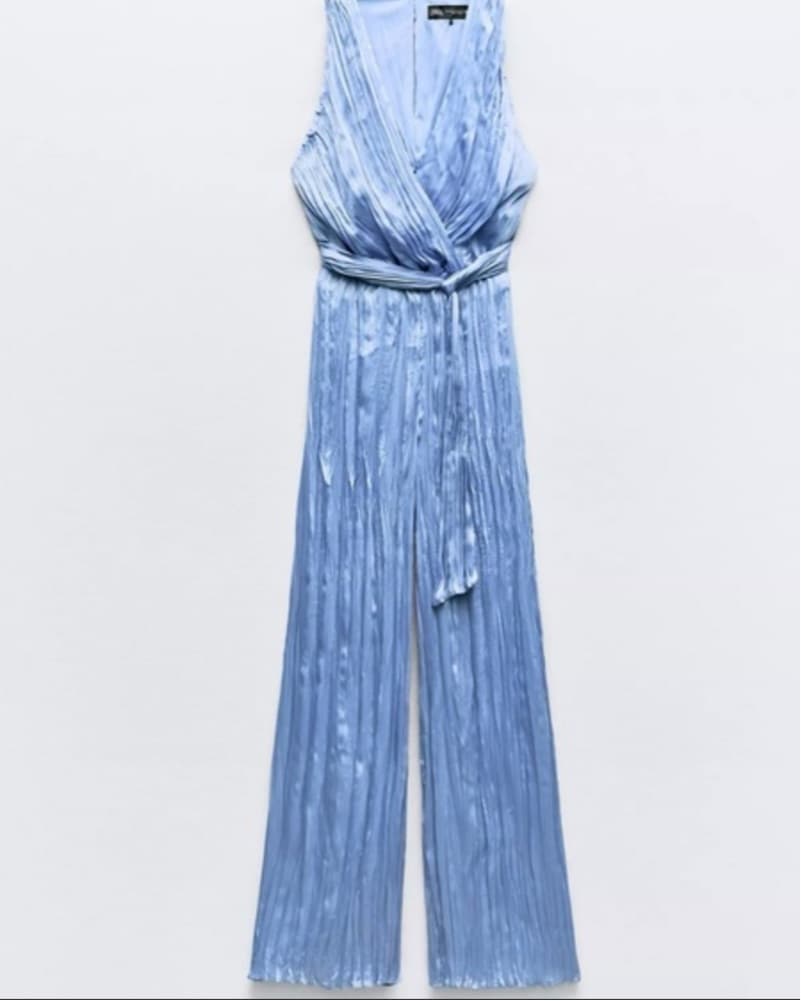 Zara Satin Blue Jumpsuit - Image 2