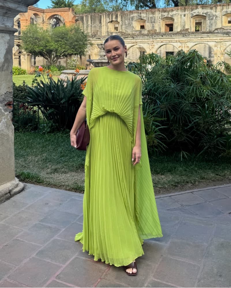 Green Pleated Backless Dress - Image 4