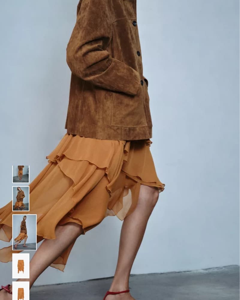 Orange Asymmetric Ruffle Midi Skirt - Image 3
