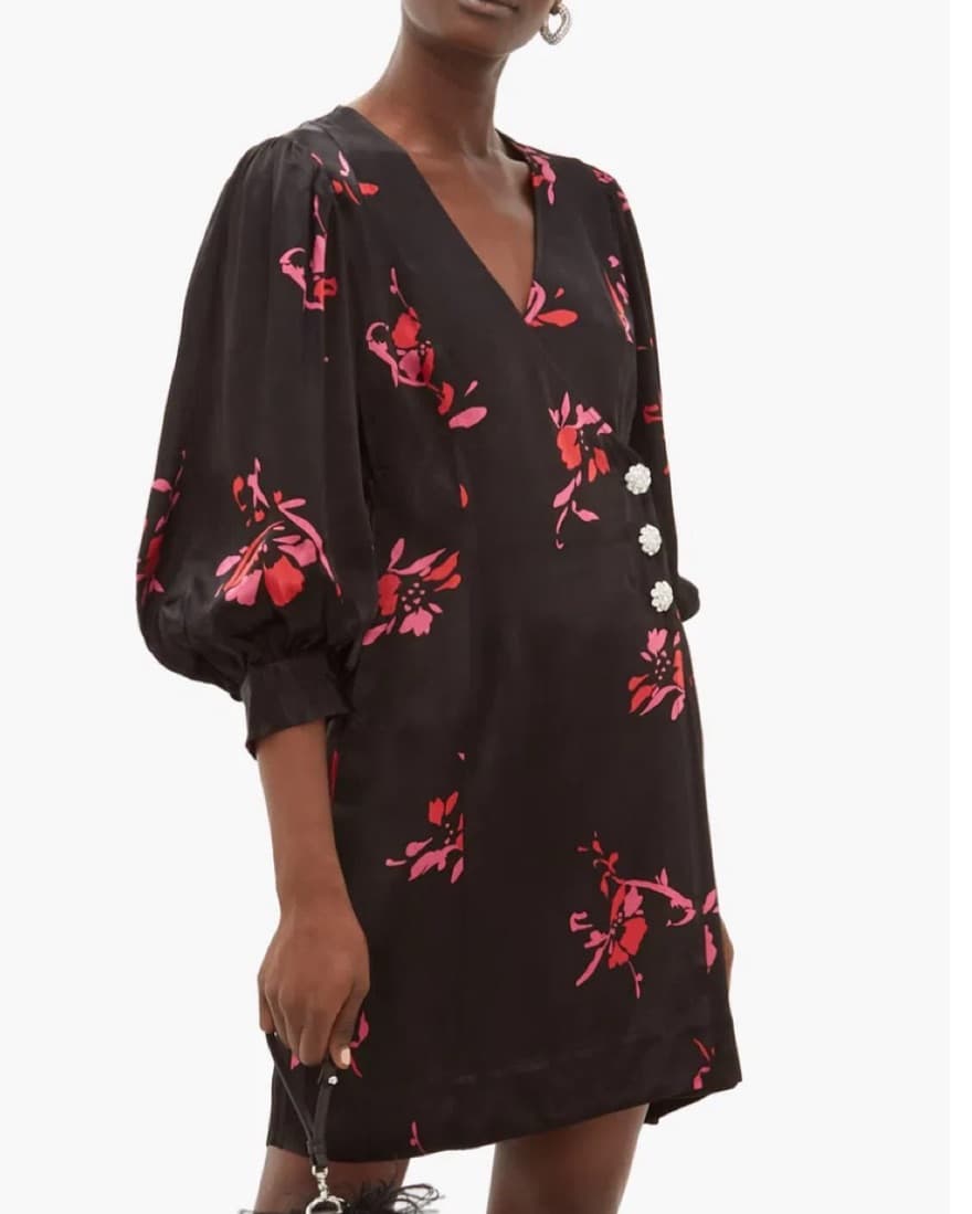 Ganni Floral Silk Dress - Image 2