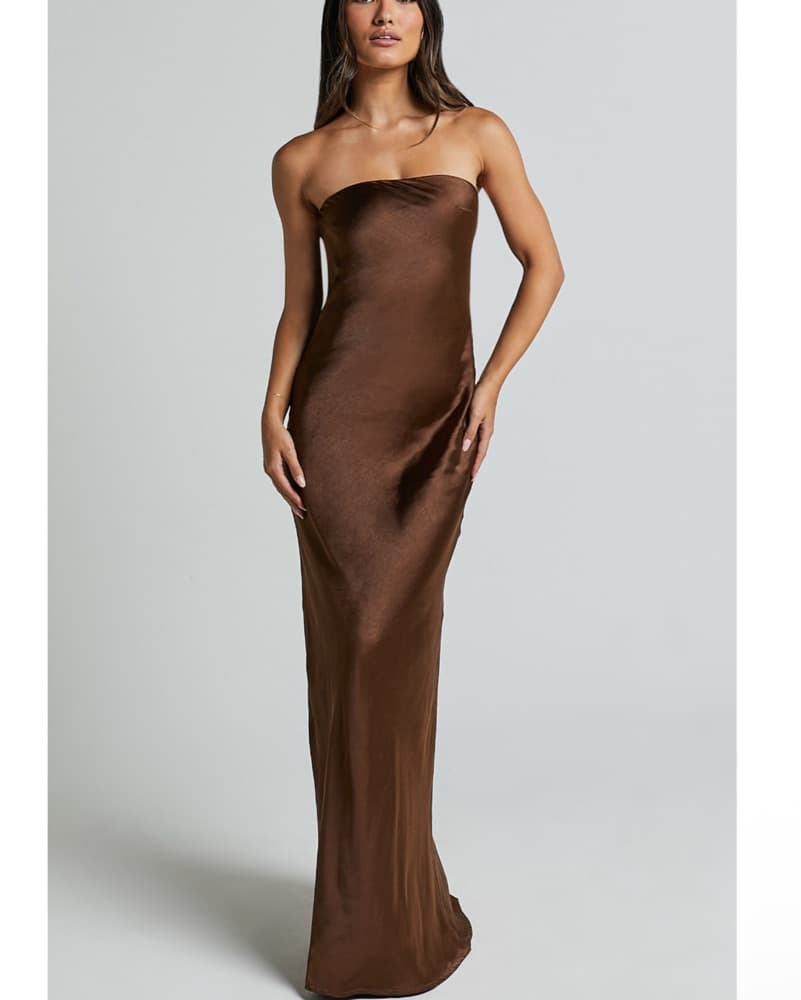 Chocolate Brown Cowl Back Gown - Image 2